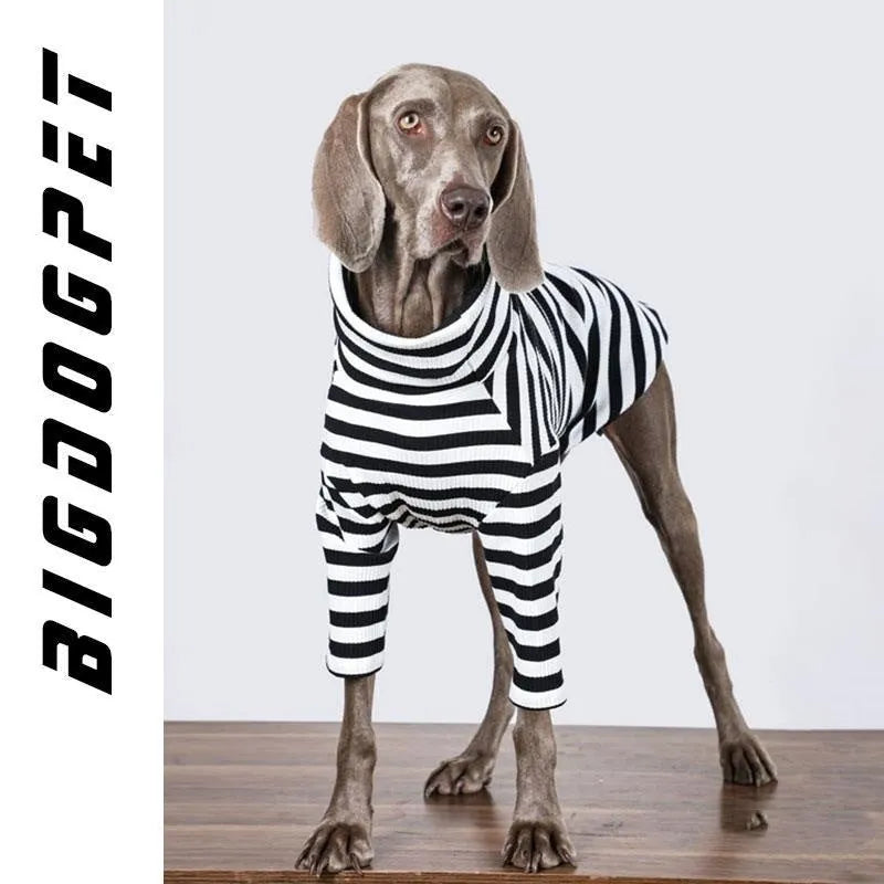 Thin black and white inner garment for large breed dogs made from lightweight polyester fabric