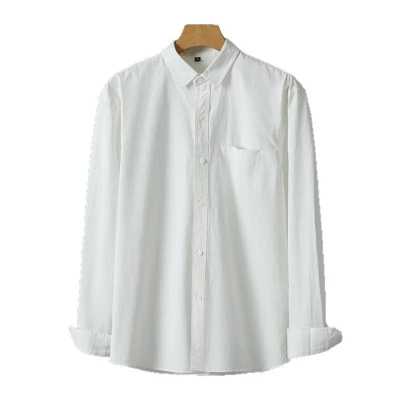 Men's purple cotton long sleeve cardigan shirt in solid colour with button front