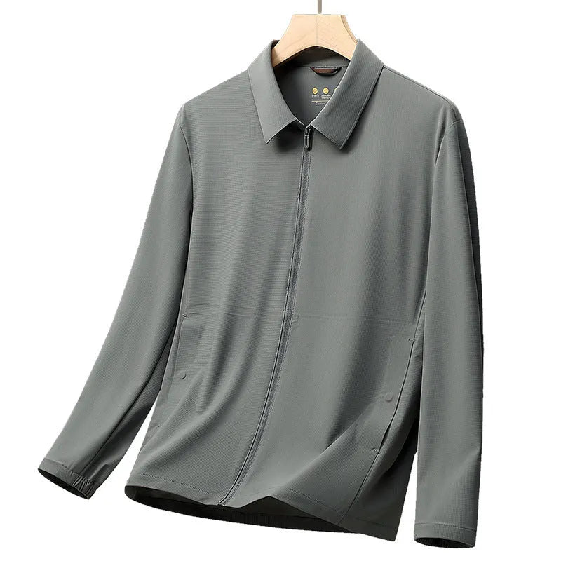Summer business shirt with lapel collar in polyamide ice silk fabric for sun protection workwear