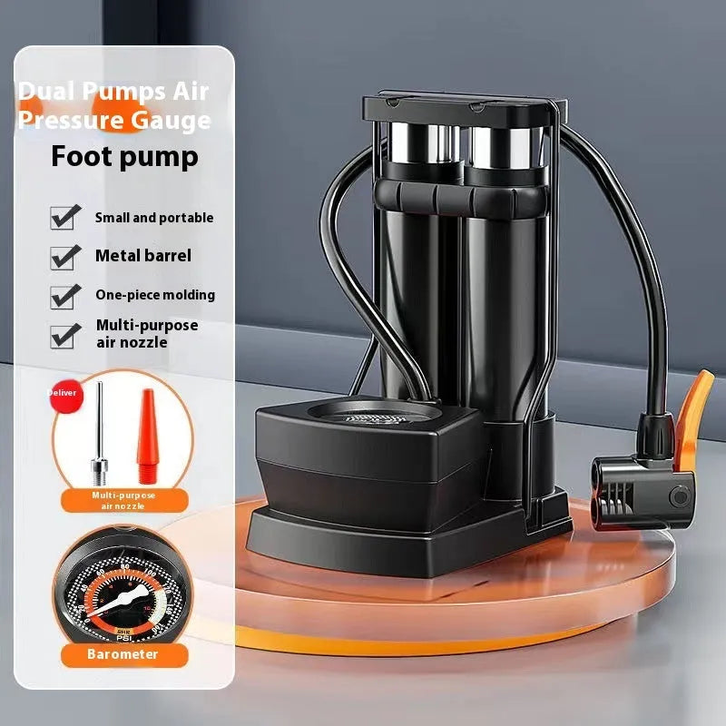 Foot tire pump with iron body and high pressure ball needle for motorcycle bicycle automobile use, 170mm length