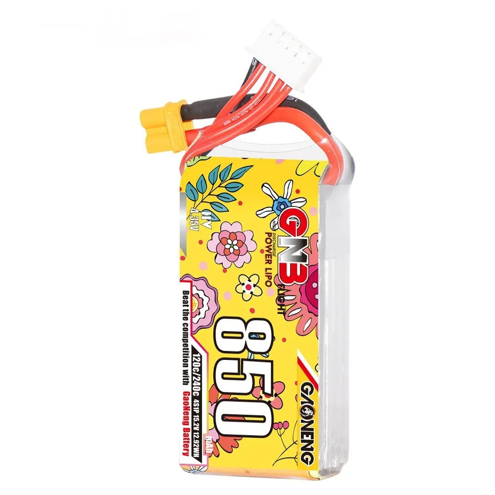 High energy 850mAh 4S 15.2V 120C LiPo battery pack with XT30 connector for RC model airplane drone