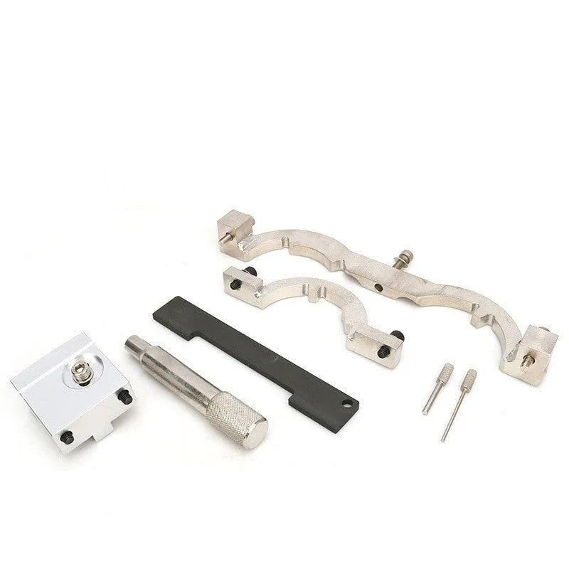 Opel 1.4 LUJ engine timing tool kit with seven red chrome-vanadium steel tools on a grey background.