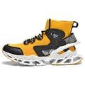 Ultra-light shock-absorbing running blade flyknit sneakers for men, black mid-top lace-up sports shoes with TPU TPR sole