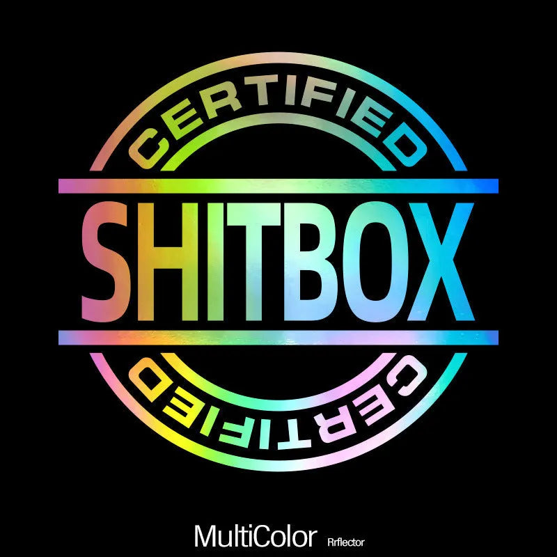 13x12cm rectangular vinyl car sticker shown in various colours on a vehicle door.