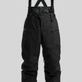 Men's black waterproof ski pants with a thickened strap detail, made from linen fabric.