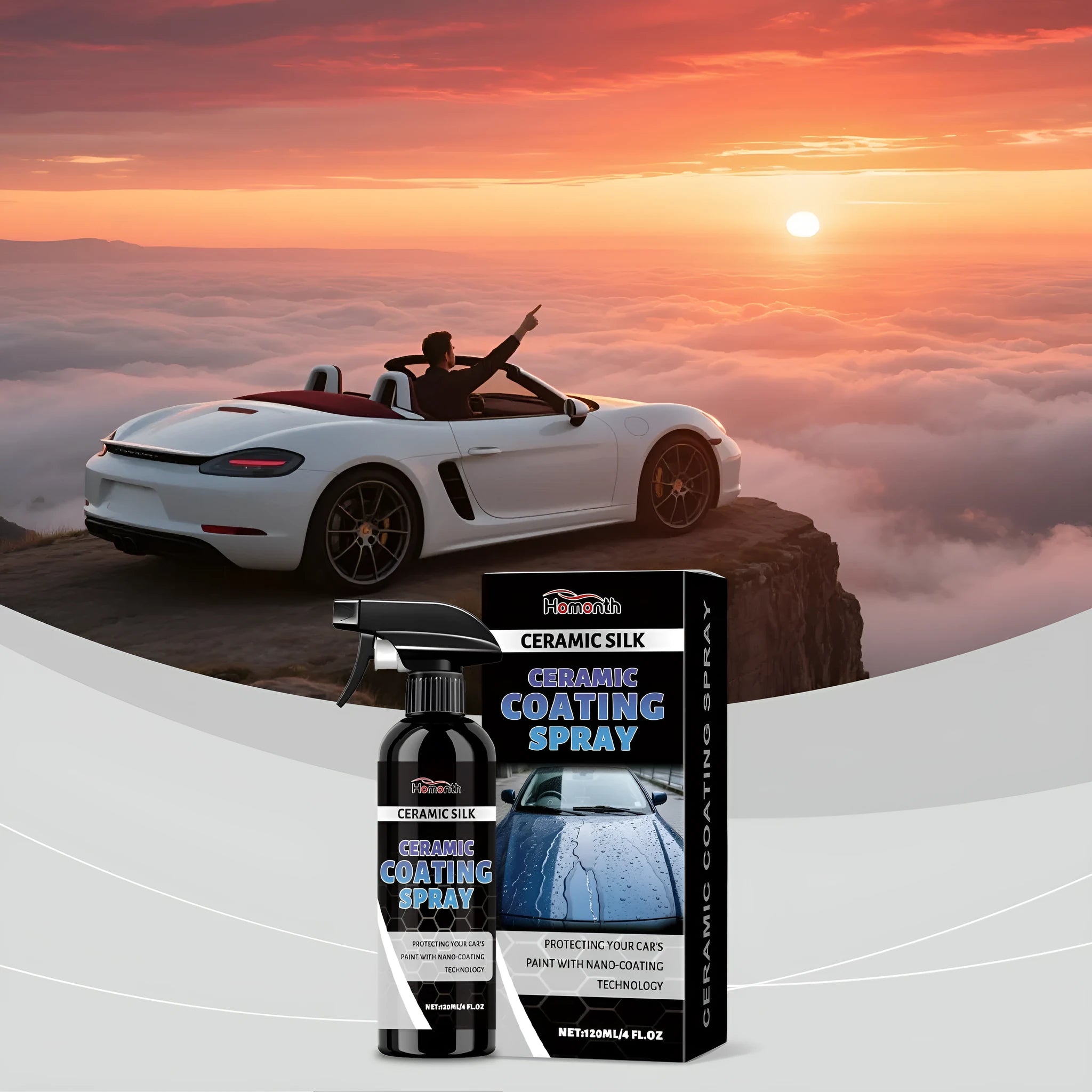 120ml ceramic coating spray bottle for vehicle surface protection and gloss enhancement