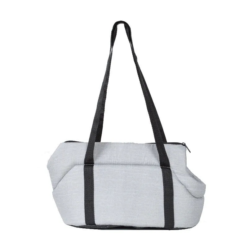 Portable mesh pet carrier bag for small dogs and cats, foldable travel bag in grey or red