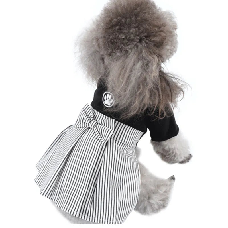 Lightweight cotton dog clothes in skirt and four-legged pants designs for seasonal pet wear