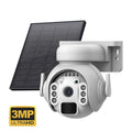 Q55 solar security camera in camouflage finish with solar panel and 3.6mm lens