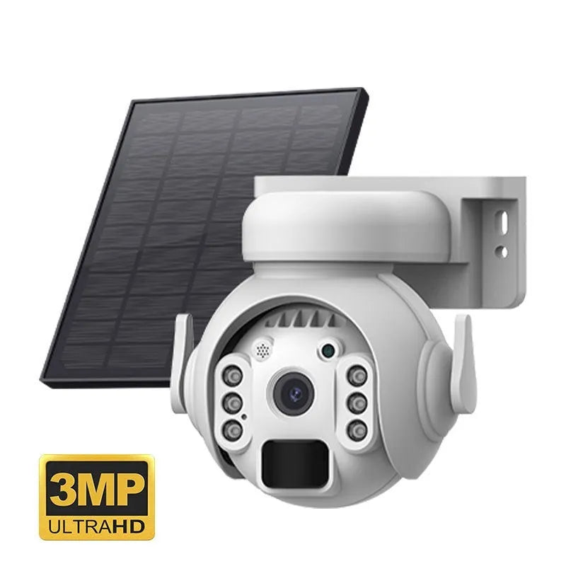 Q55 solar security camera in camouflage finish with solar panel and 3.6mm lens