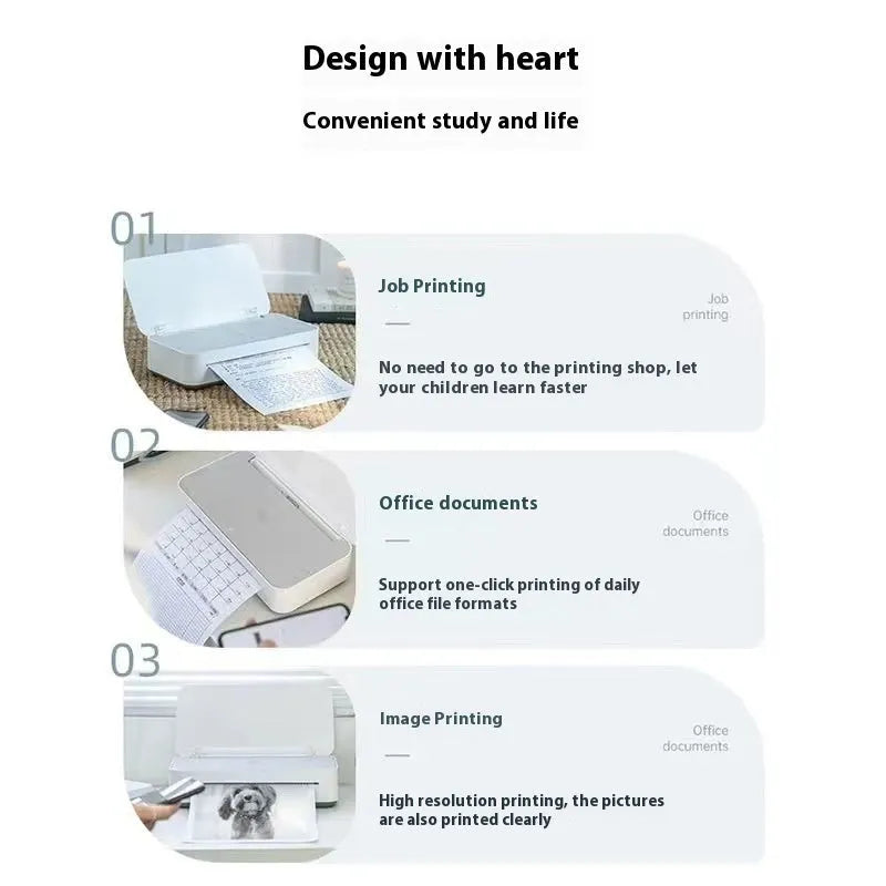 Small plastic household intelligent printer with ribbon cartridge system for computer, office and learning versions