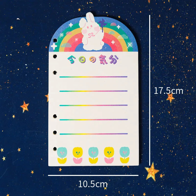 A6 loose-leaf notebook with character design cover, 80 sheets, 6-hole fitting