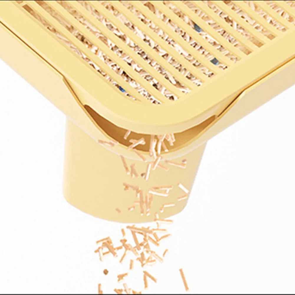 Milk yellow cat litter mat with silicone anti-slip feet measuring 40x40.5cm
