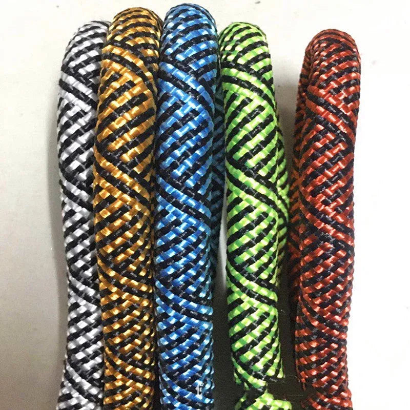 Nylon dog training leash 160cm long and 1.2cm wide for medium dogs, shown in blue, red, green, or beige