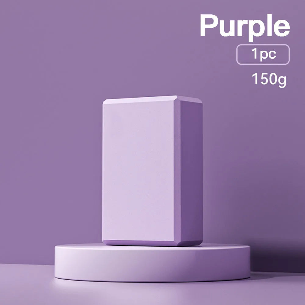 Solid colour EVA foam yoga block with grip ridges for exercise support
