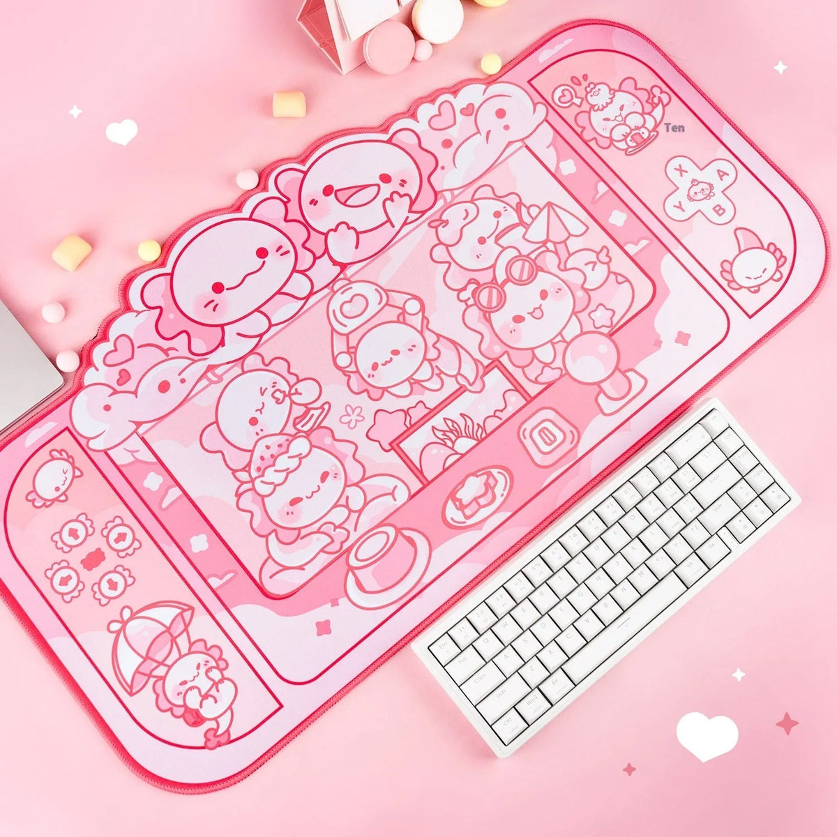 Hexagonal dragon crane machine cartoon anime design large cloth mouse pad measuring 75 by 40 centimetres