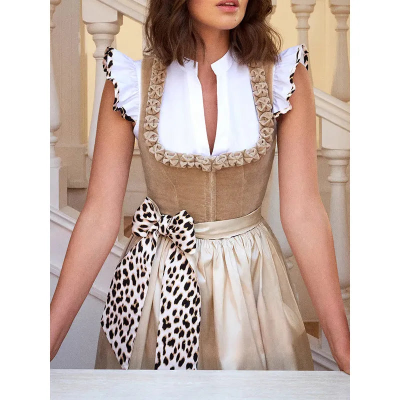 Khaki German Oktoberfest beer style women's dress with elegant cut for commute wear