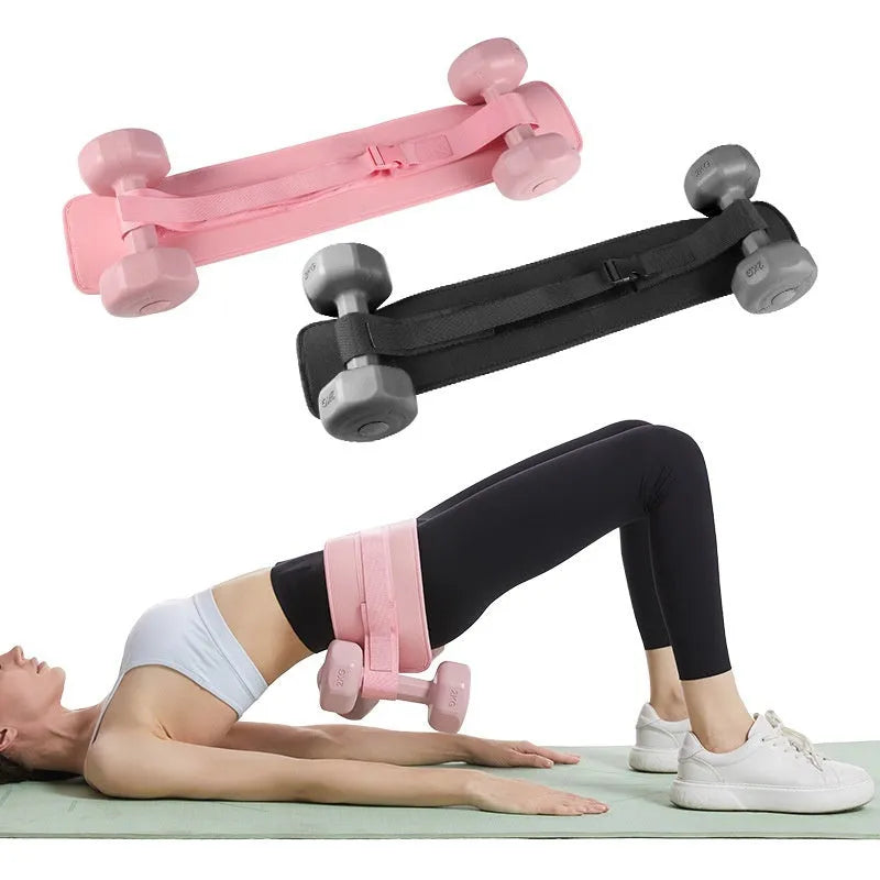 Black or pink weight-bearing hip bridge fitness belt for dumbbell barbell training