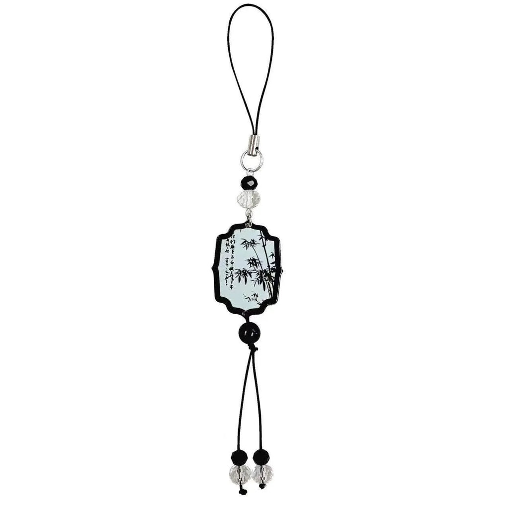 Guofeng Chinese style floral pendant keychain with beaded construction in Fan colour option.