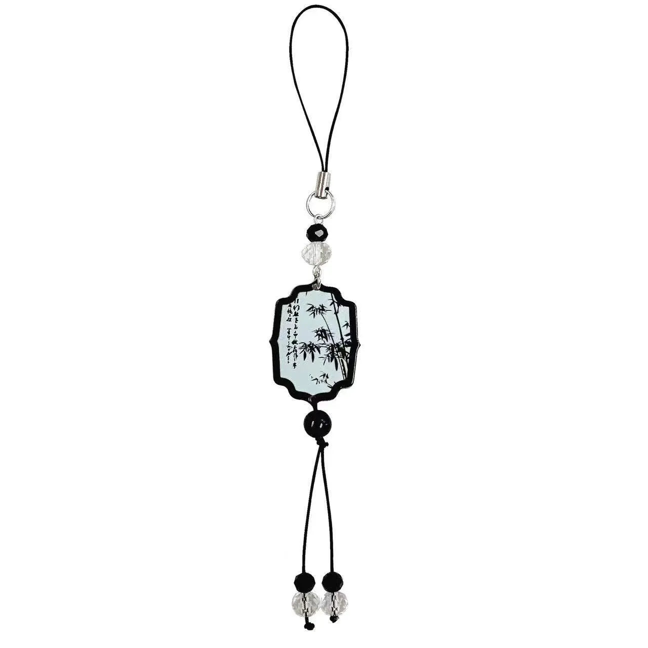 Guofeng Chinese style floral pendant keychain with beaded construction in Fan colour option.