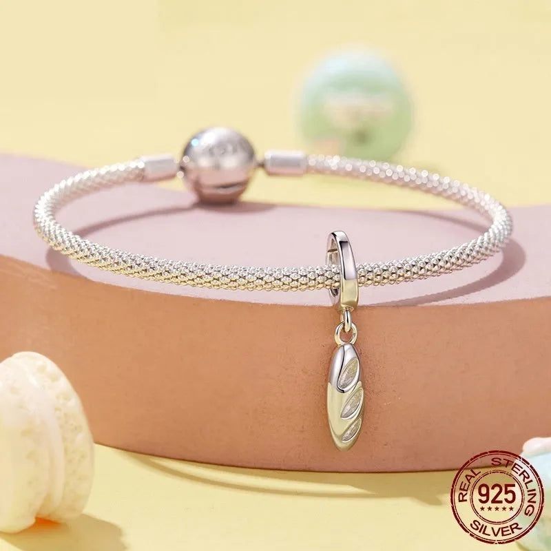 925 silver baguette pendant charm with opening and closing buckle, 2.1cm by 0.5cm, for DIY jewellery