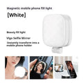 Black and white mobile phone magnetic fill light with adjustable colour temperature and phone holder