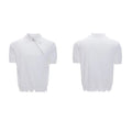 Ice-feeling slim-fit knitted polo shirt for men with an oblique zipper, short sleeves, and a lapel collar in solid colour.
