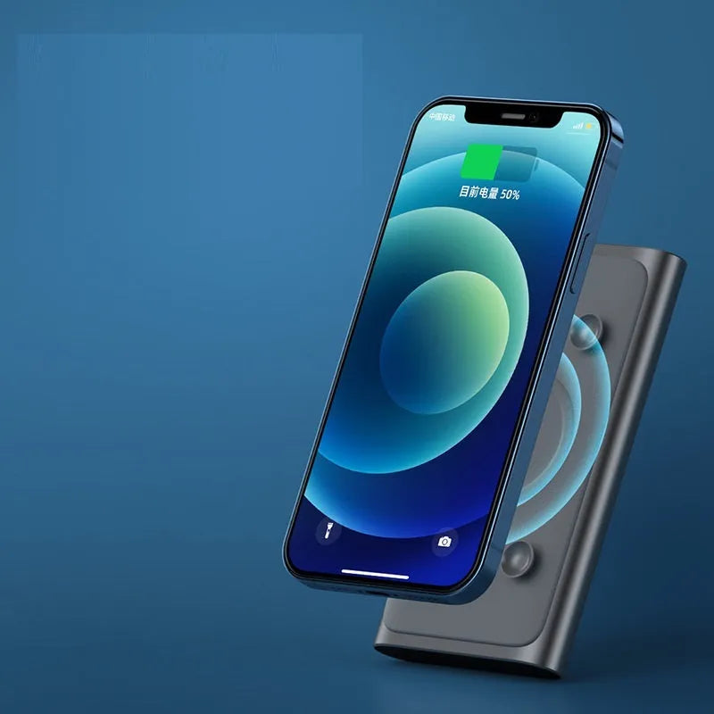 Sucker 22.5W 15W wireless charging power bank with alloy shell, blue colour variant