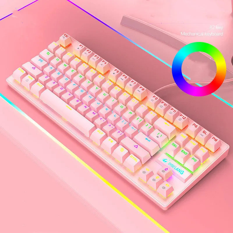Compact 60% mechanical gaming keyboard in black, white, pink or blue with hot-swappable switches