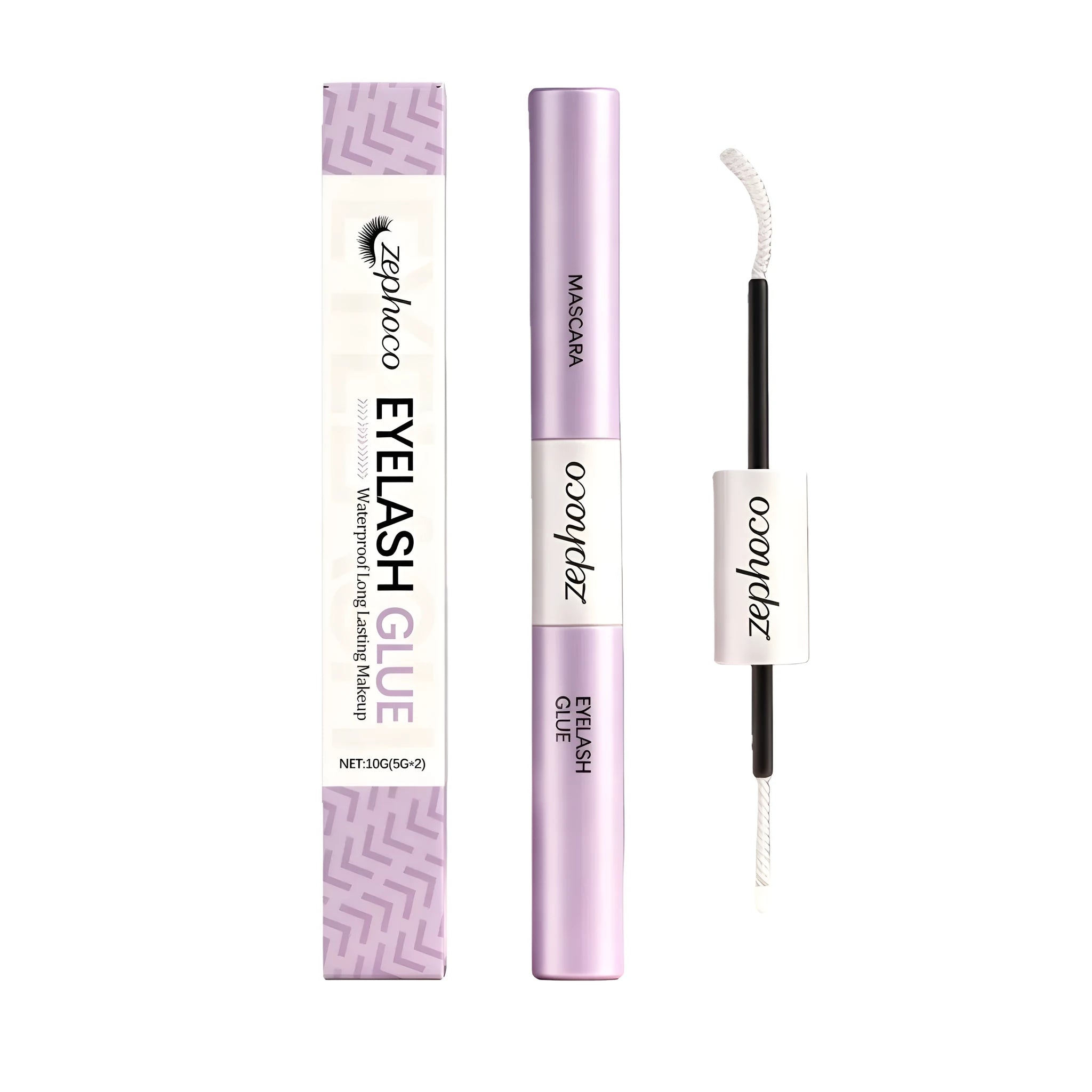 Two-in-one mascara set with black mascara tube and eyelash glue