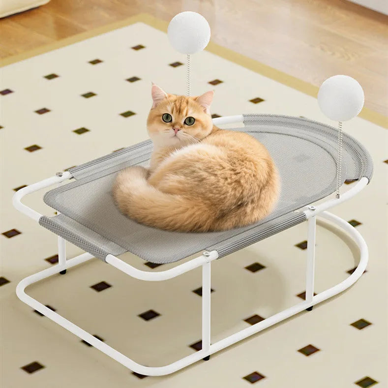 Large grey fabric cat kennel pet bed with breathable construction