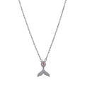 Women's sterling silver necklace with geometric angel wing or fishtail pendant on an O-ring chain.