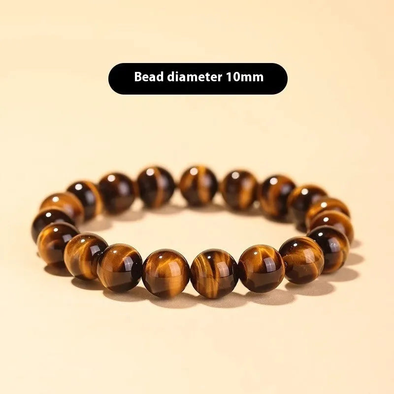 Ethnic tigereye single circle Buddha rosary bracelet showing bead details and spiritual design