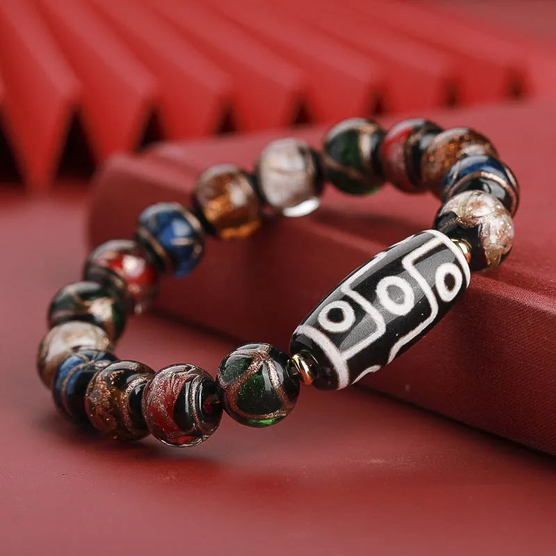 Manual five-color colored glaze bracelet with Chinese snake patterns available in 10mm 12mm 14mm sizes