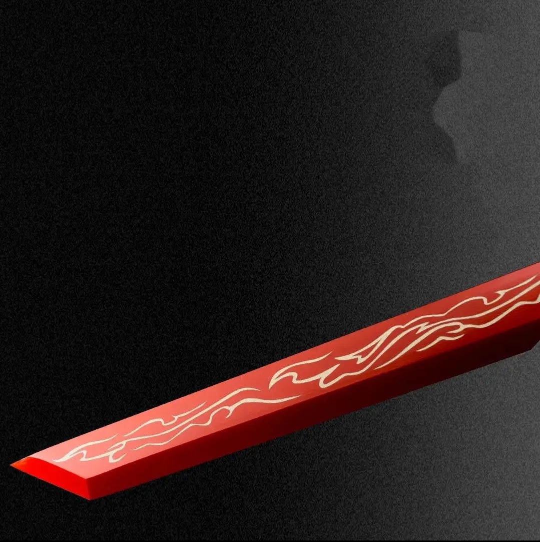 Blazing Flame 110cm unsharpened 65 manganese steel Tang Dynasty horizontal sword with leather-covered wood scabbard