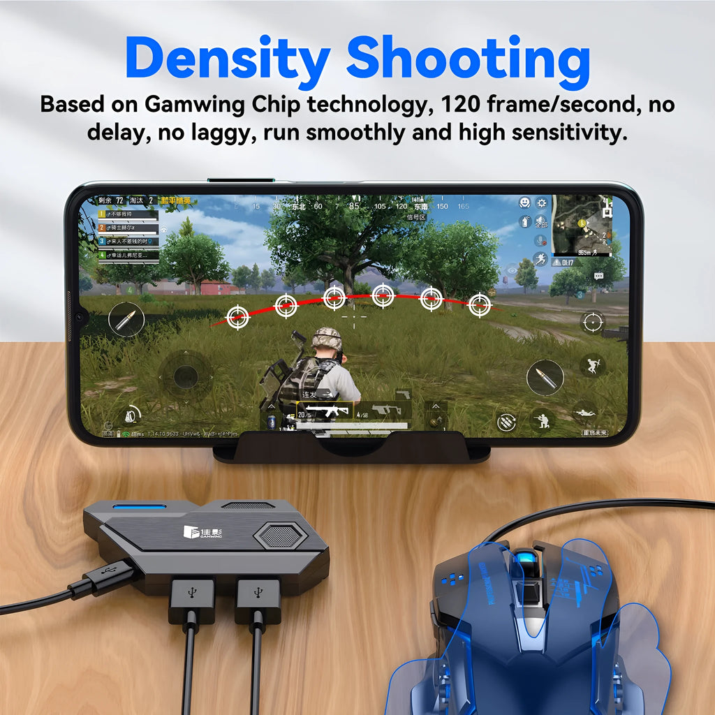 Gamwing Jiaying USB keyboard and mouse converter for mobile gaming in official configuration suit colour.
