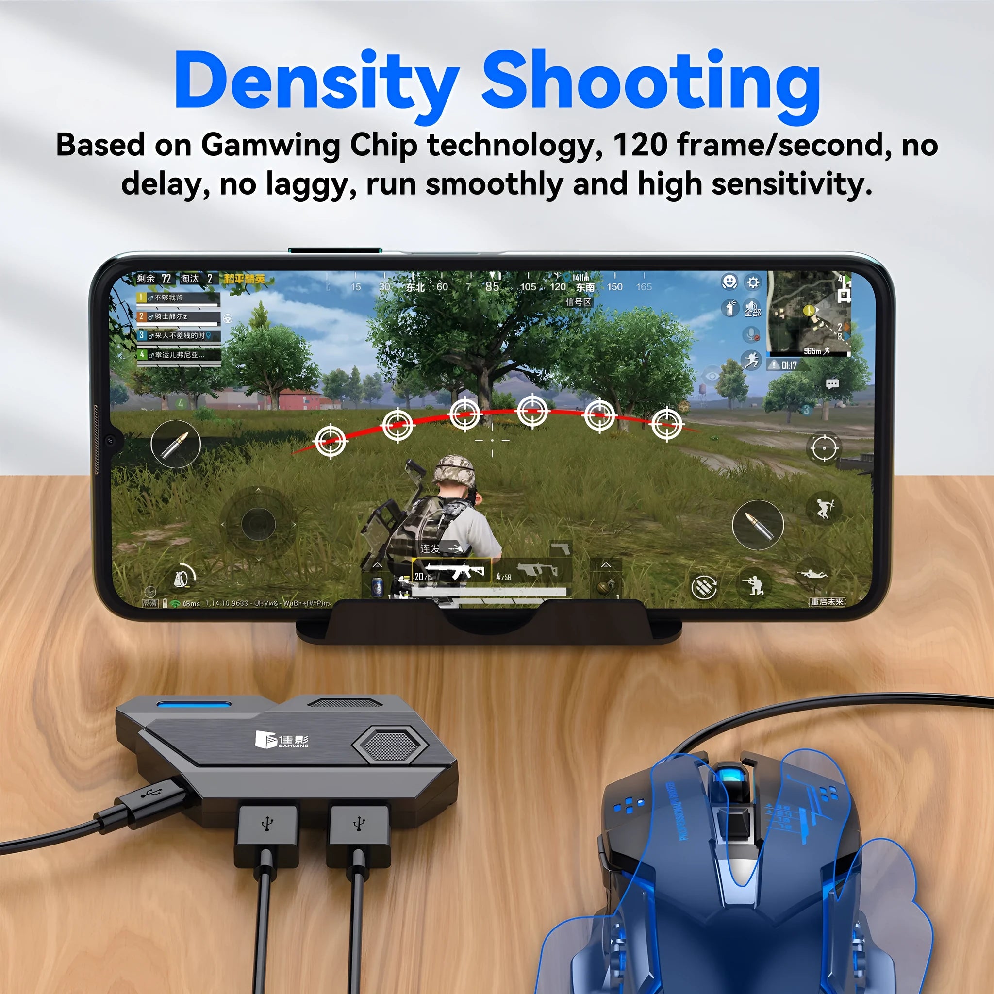 Gamwing Jiaying USB keyboard and mouse converter for mobile gaming in official configuration suit colour.