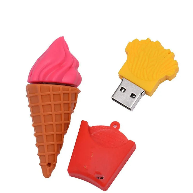 Mini ice cream shaped USB flash drive on a white background.