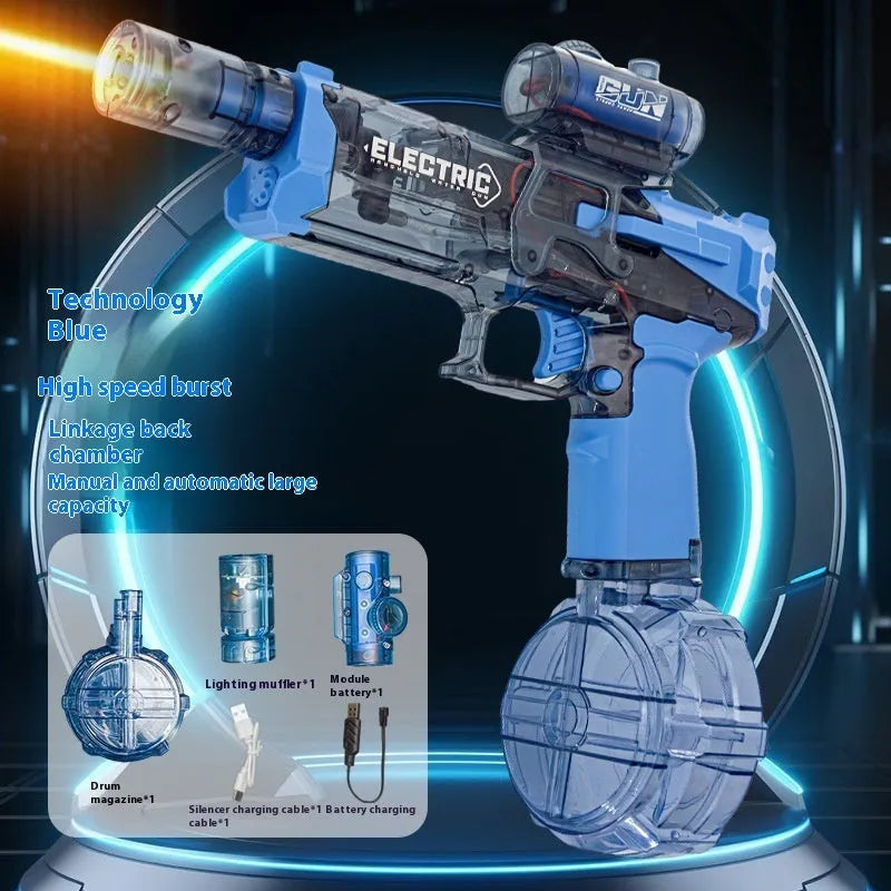 Fire Rat electric water pistol with cool lights in blue colour