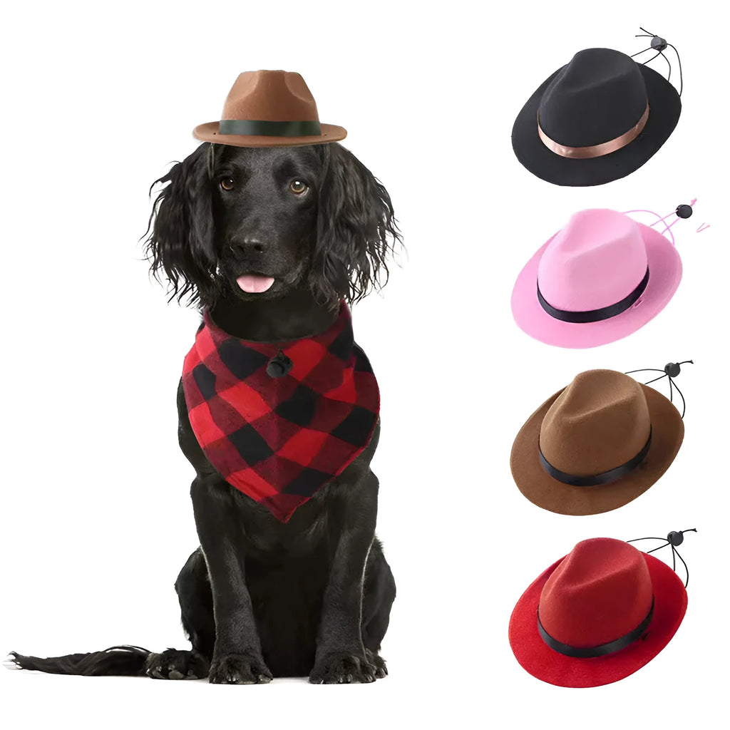 Small pet wool felt sun hat with hairpin attachment in pink colour for dogs and cats