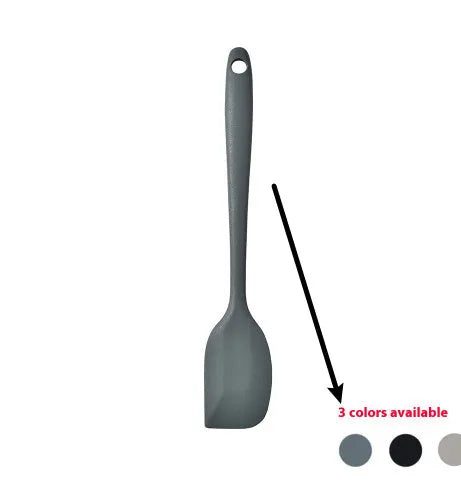 12-piece silicone kitchen utensil set with rotating storage bucket in black, includes spatula, ladel, and cooking tools