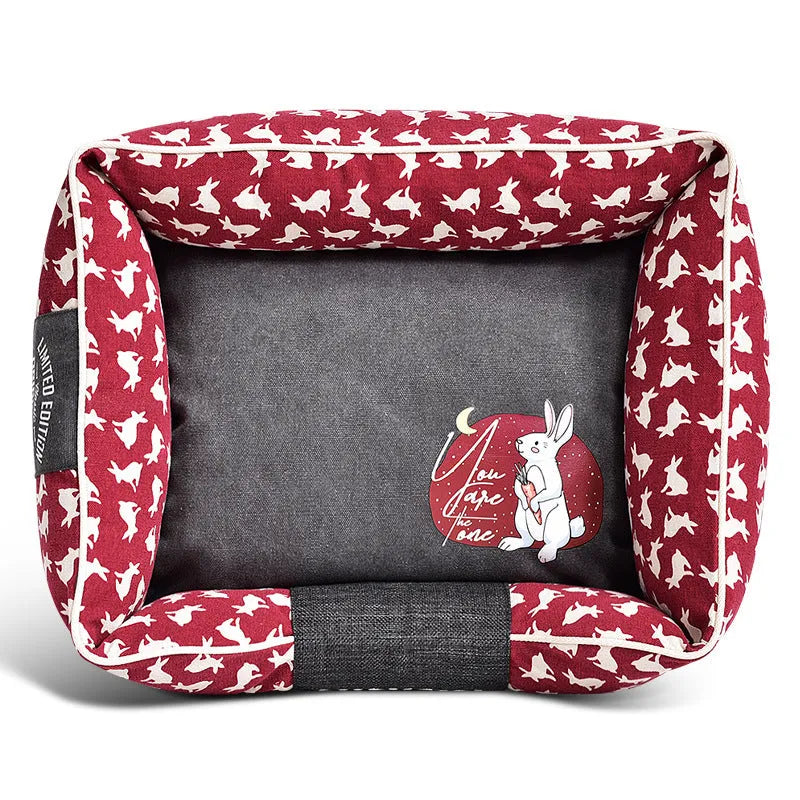 Jarre Aero Bull rabbit design dog bed mat in green, size medium, on floor
