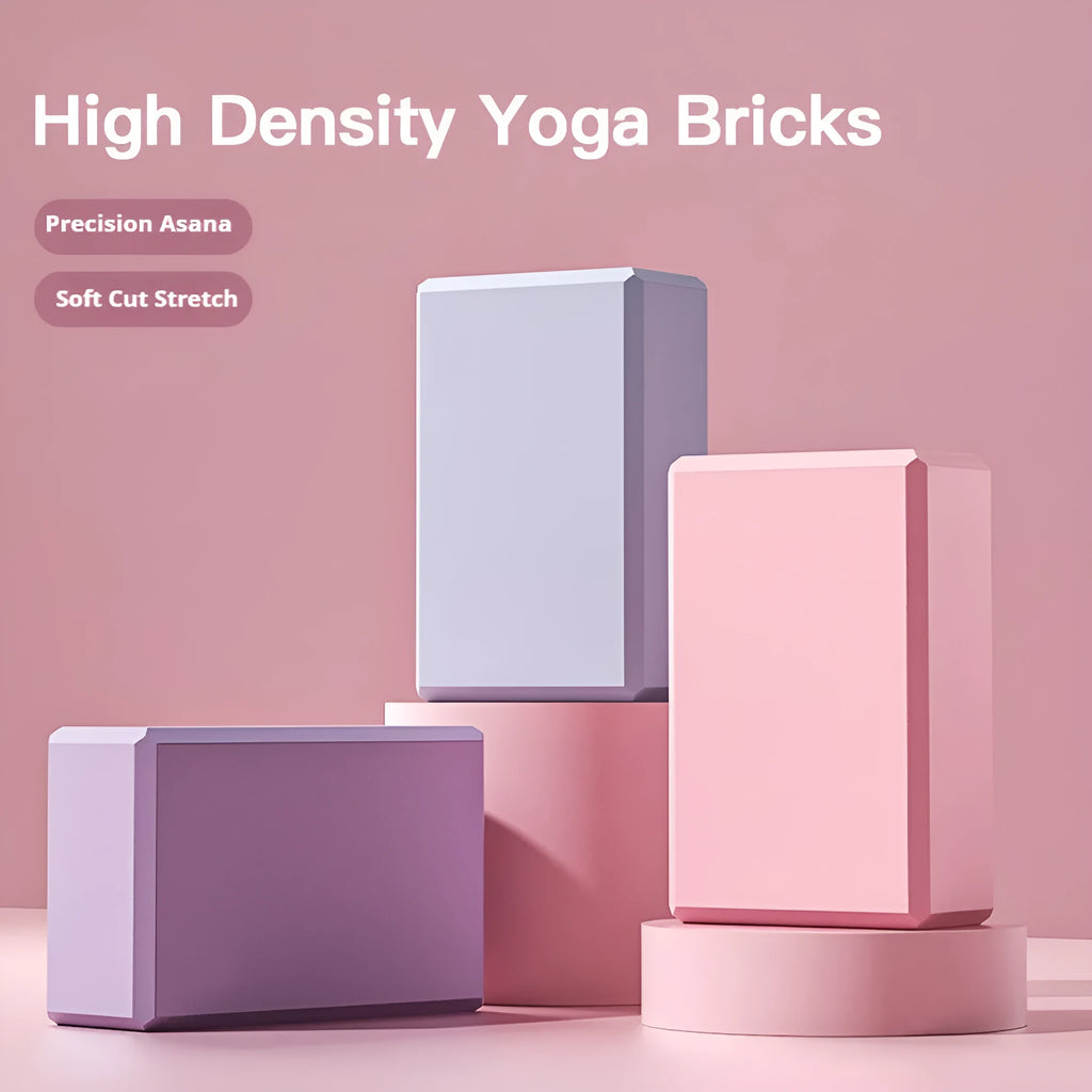 Solid colour EVA foam yoga block with grip ridges for exercise support
