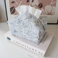 Cotton fabric tissue box cover with rose pattern in beige blue or Maillard brown, 17x11x7cm drawer style for living room tea table.