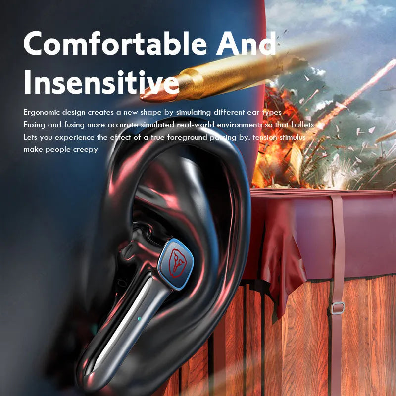 Wireless Bluetooth gaming headset with low latency technology and motion noise reduction