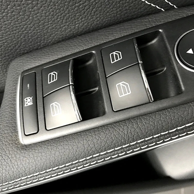 Black glitter decorative sticker for car window lift button made from durable ABS plastic material
