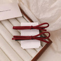 Wine red leather bow hair barrettes clip for women in advanced style