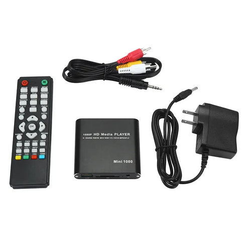 Blue 1080P Full HD media player with HDMI port for SD card, USB and HDD playback