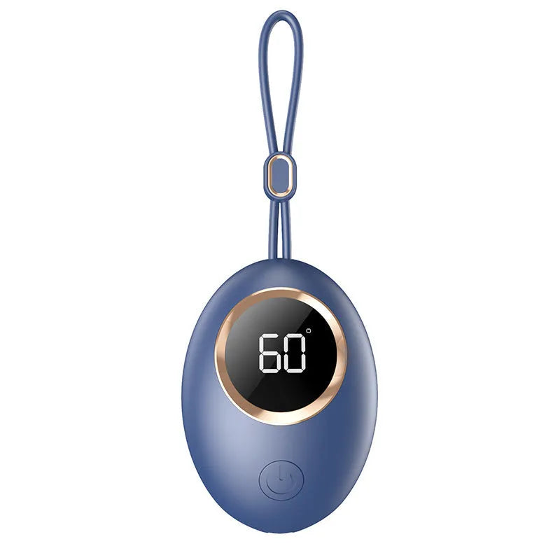 USB digital display hand warmer power bank in pink, blue, green, or white colours