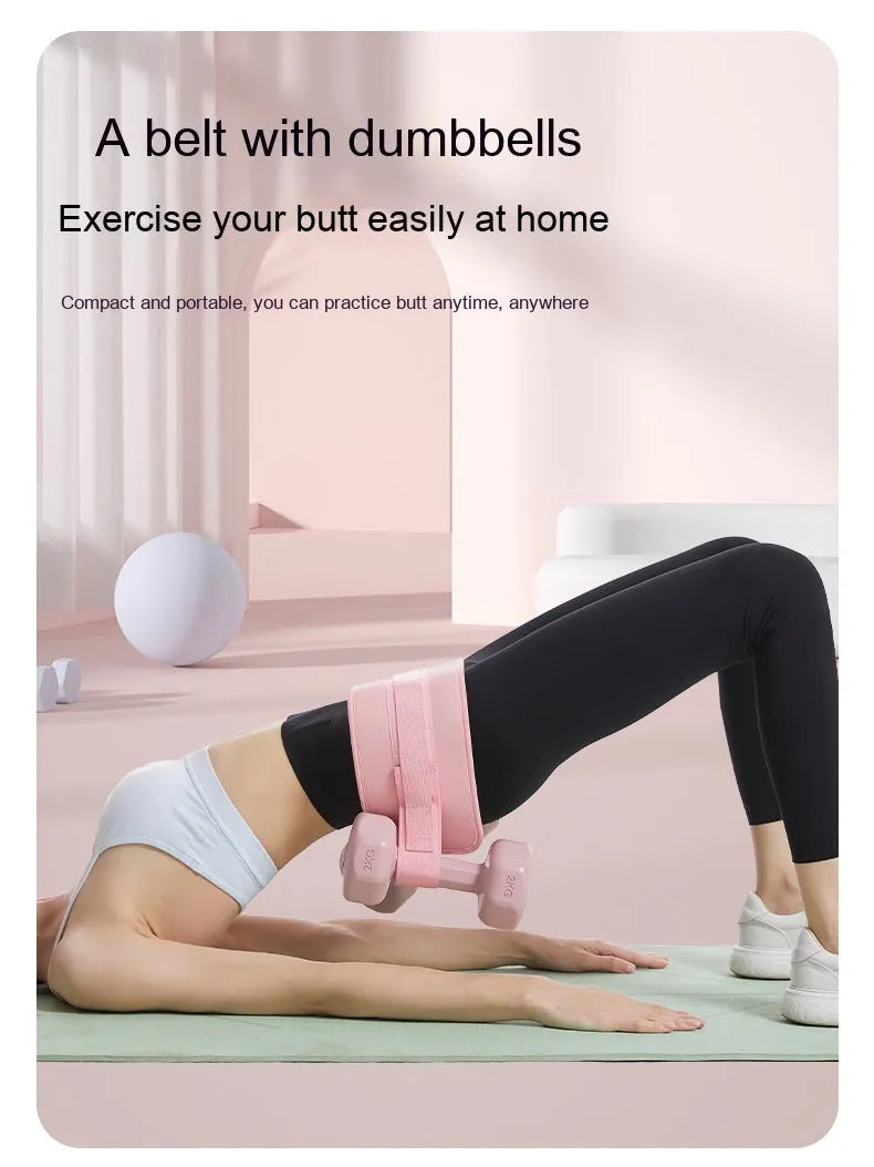 Black or pink weight-bearing hip bridge fitness belt for dumbbell barbell training